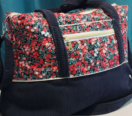 Sac week-end fait main – sac Calie spacieux utilisable en sac à langer