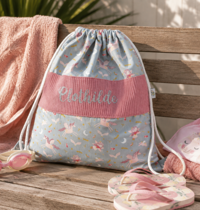 Sac baluchon imperméable fait main – sac enfant pratique pour crèche, école et sport