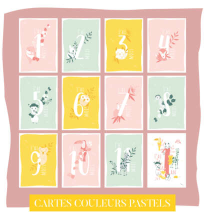 Cartes étapes bébé pastel – 12 cartes pour les 12 premiers mois | L’Atelier d’Armelle