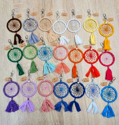 Porte-clé attrape rêve fait main avec mousqueton – Création artisanale Jolis Rêve Doux