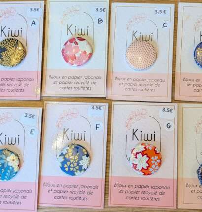 Badge rond en papier japonais 25mm  – KIWI ET COMPAGNIE