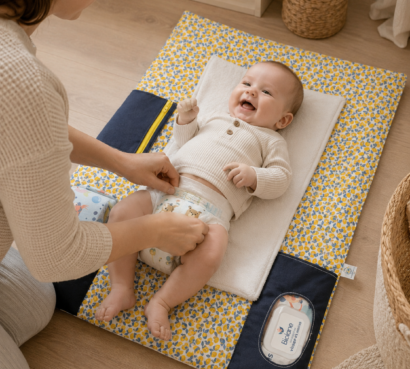 Tapis à langer nomade bébé – pratique, compact et fait main